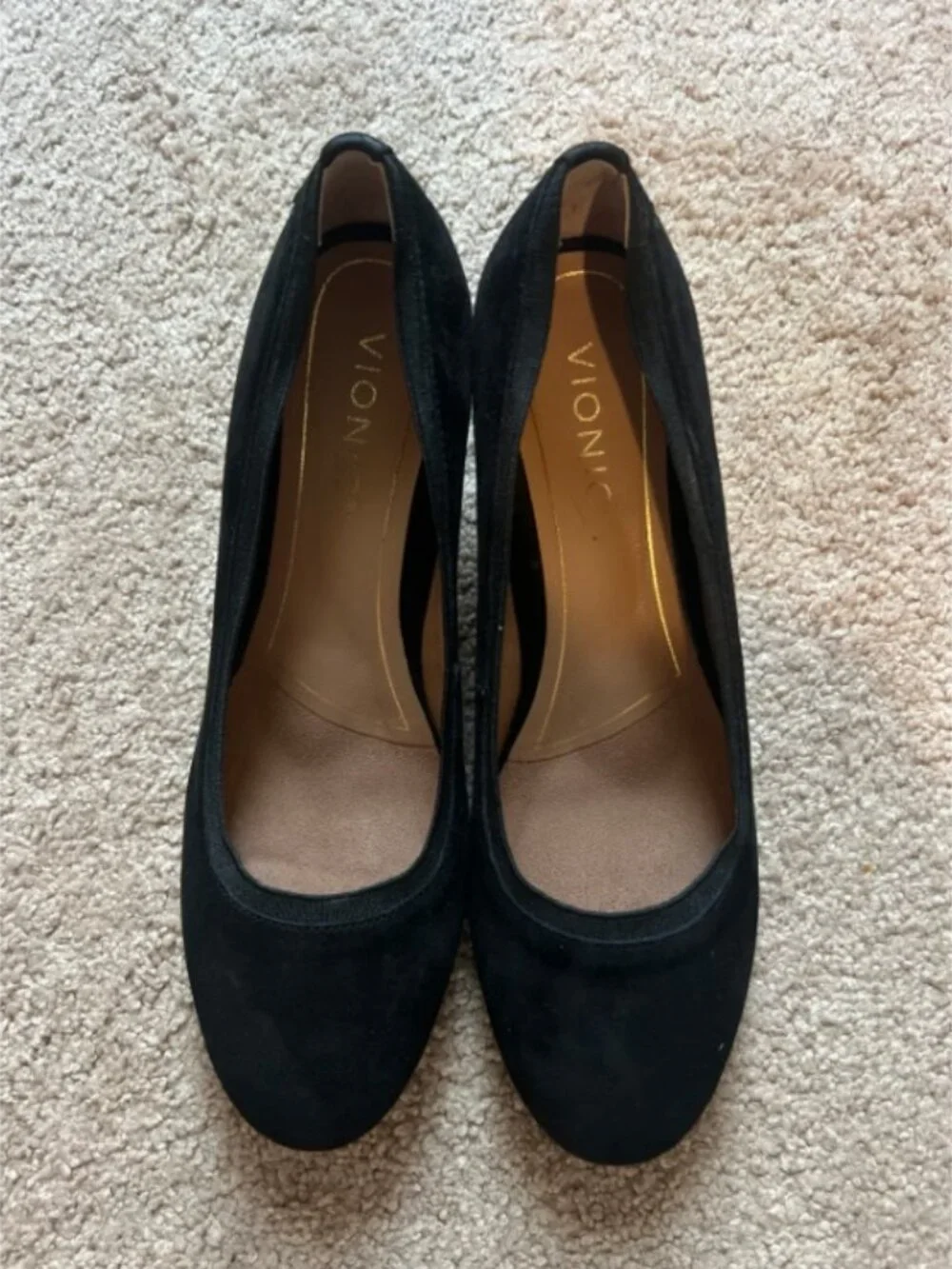 Vionic Natalie Black Suede Tortoise Block Heel Pumps Size 7.5 2